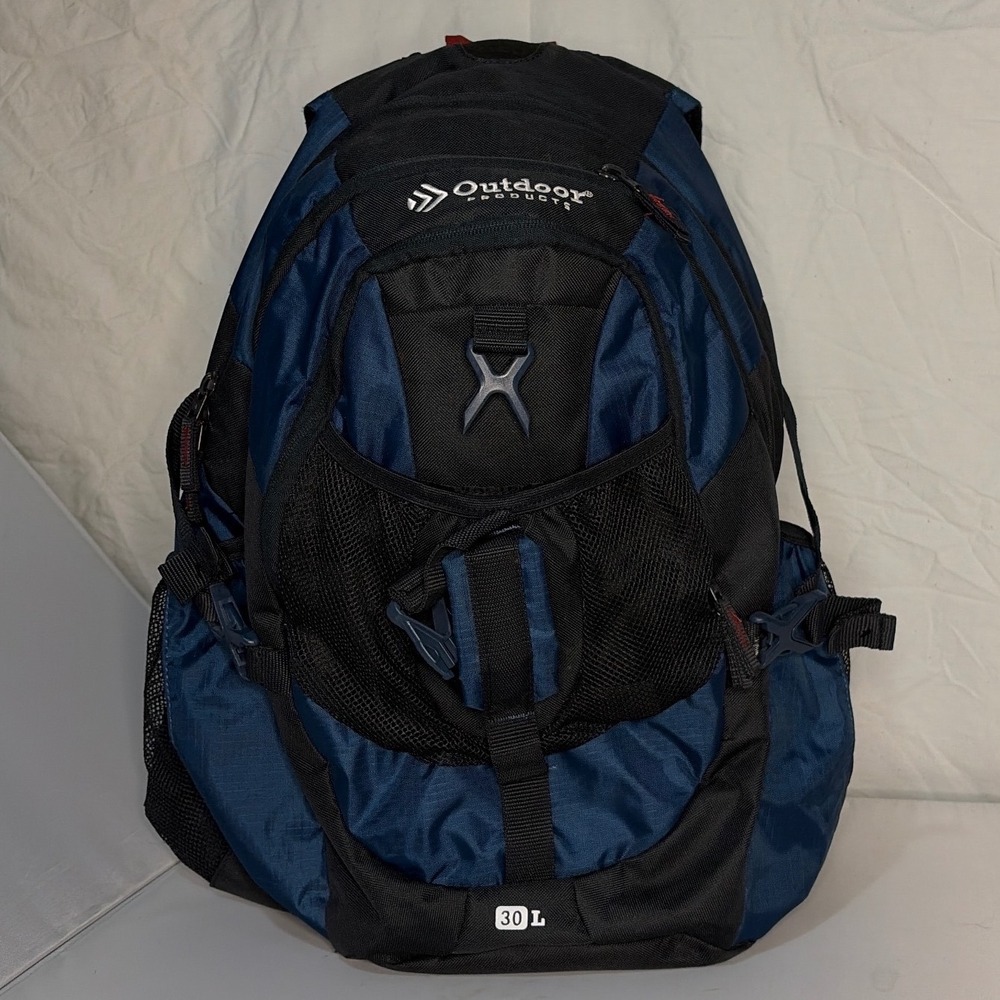 Outdoor Products 30L Backpack Navy Blue Black Hiking School Daypack Bag